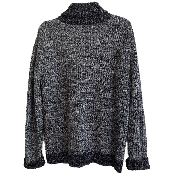 Express Shawl Collar Cardigan Sweater Mens Sz L Navy Marled Chunky Knit Grandpa - Picture 7 of 14